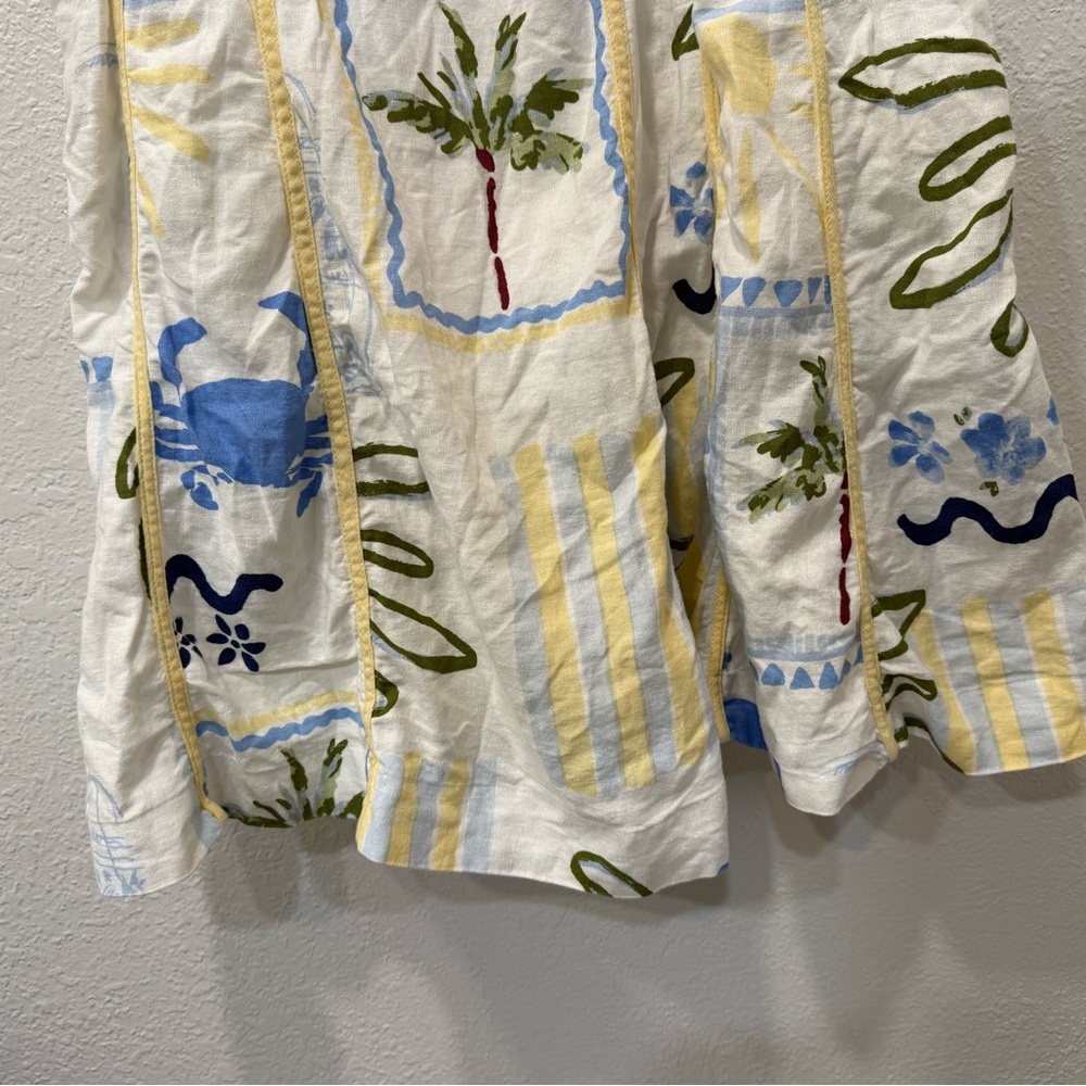 Caroline Constas Palm Tree Print A Line Linen Blend Midi Dress White S Small - Picture 6 of 9